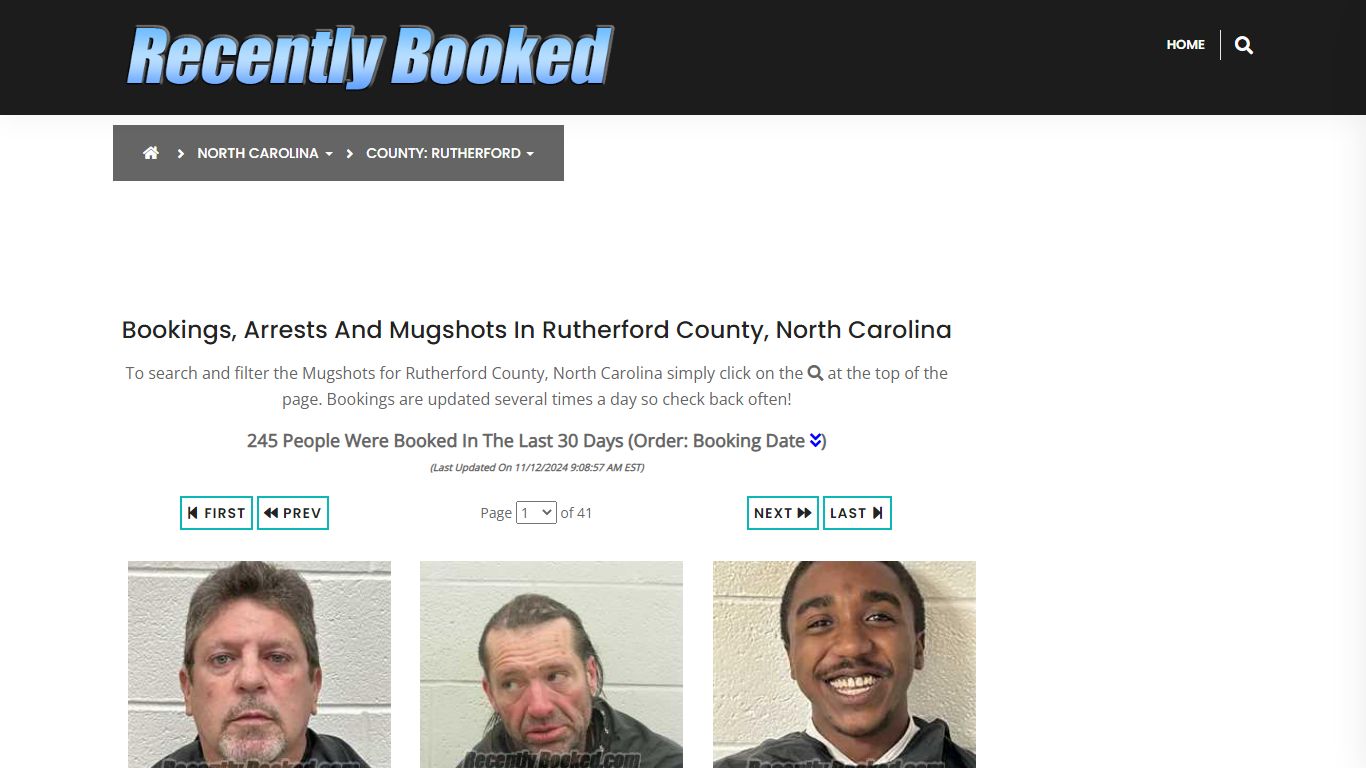 Bookings, Arrests and Mugshots in Rutherford County, North Carolina