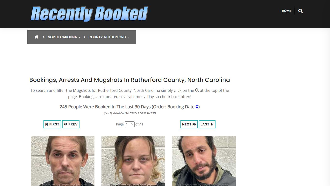 Bookings, Arrests and Mugshots in Rutherford County, North Carolina